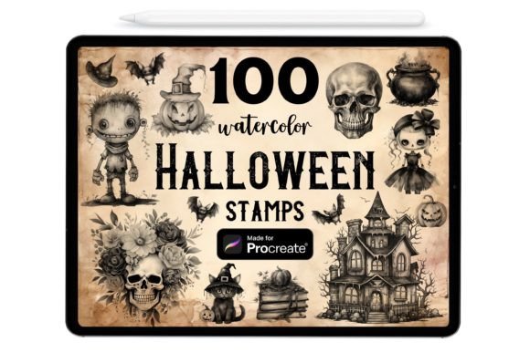 100 Halloween Procreate Stamp Brushes: Instant Spooky Artistry