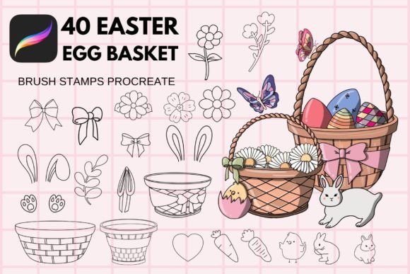 40 Easter Egg Basket Procreate Stamps: A Designer's Toolkit