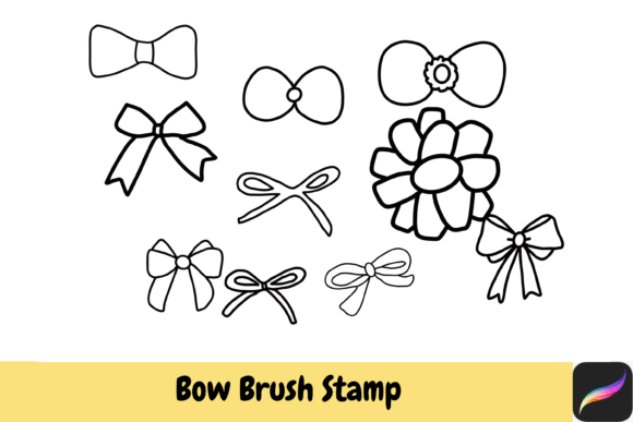 Bow Brush Stamps Procreate IPAD: 10 Hand-Drawn Designs for Your Craft