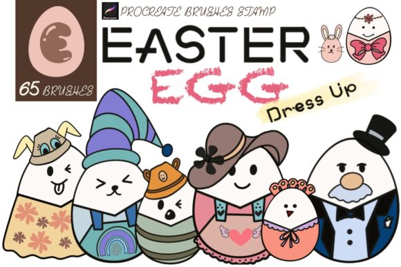 EASTER EGG DRESS UP Procreate Brushes: 65 Stamps for Instant Spring Creativity
