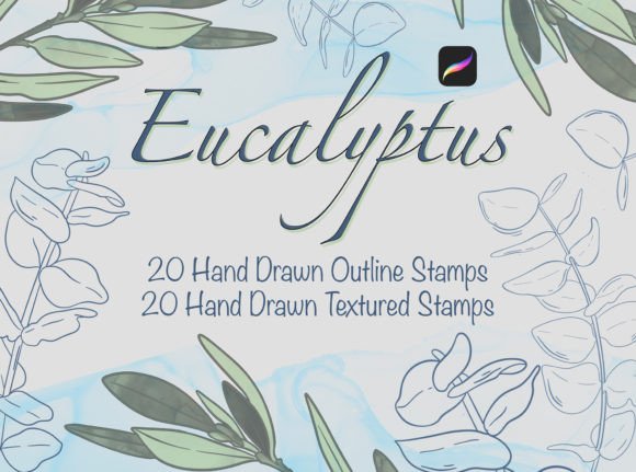 Elevate Your Designs with Eucalyptus Leaves Stamp Procreate Brushes